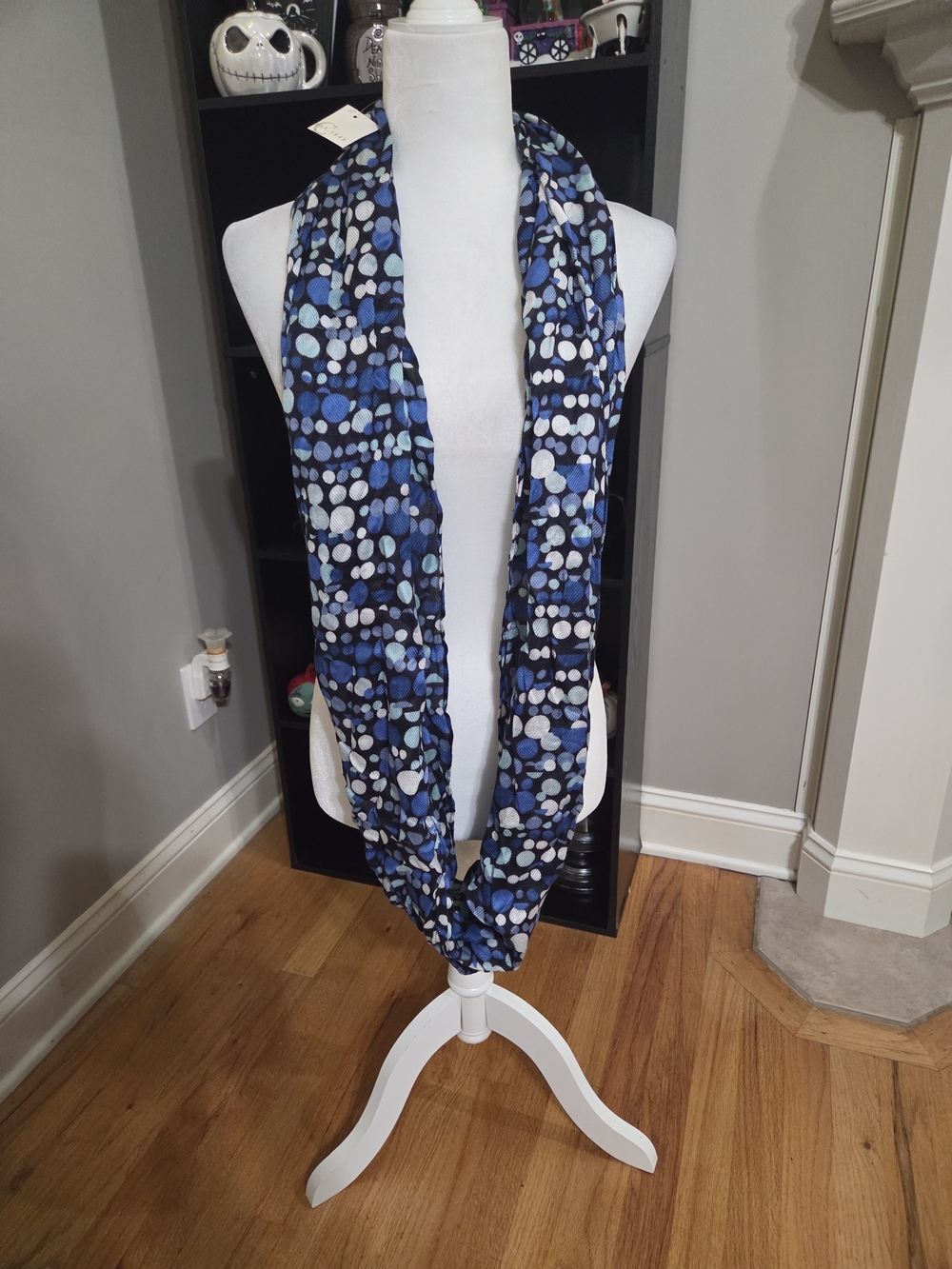 Cato Blue and White Polka Dot Infinity Scarf